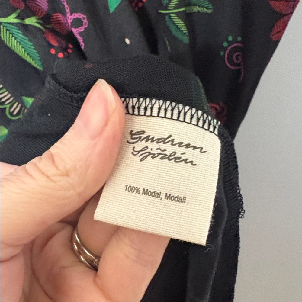 Gudrun Sjödén Floral Modal Midi/Maxi Dress Black Scandinavian Boho Size M - Picture 4 of 6